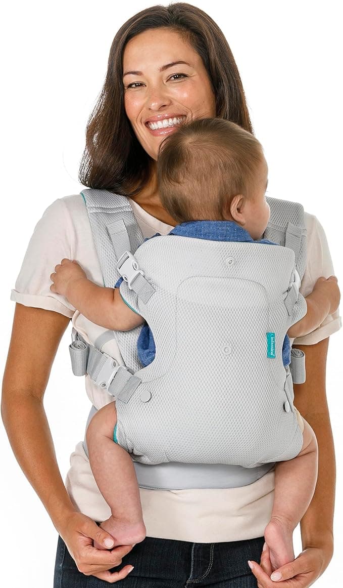 Infantino Flip 4-in-1 Light & Airy Convertible Baby Carrier, Adjustable, Ergonomic Babywearing, Registry Essential, Baby Carrier for Newborn to Toddler