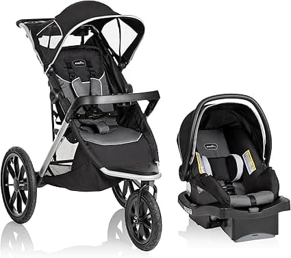 Evenflo Victory Plus Jogging Stroller Travel System with LiteMax Infant Car Seat - Grey Scale