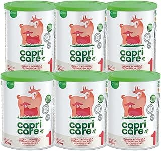 Capricare Whole Goat Milk Powder Baby Formula Stage 1 - Nutritional New Born Baby Essentials, No Added Palm Oil, Soybean Oil, GMOs, Glucose, Refined Sugars, Corn Maltodextrin - 0 Months & Above, Case of 6 x 800g