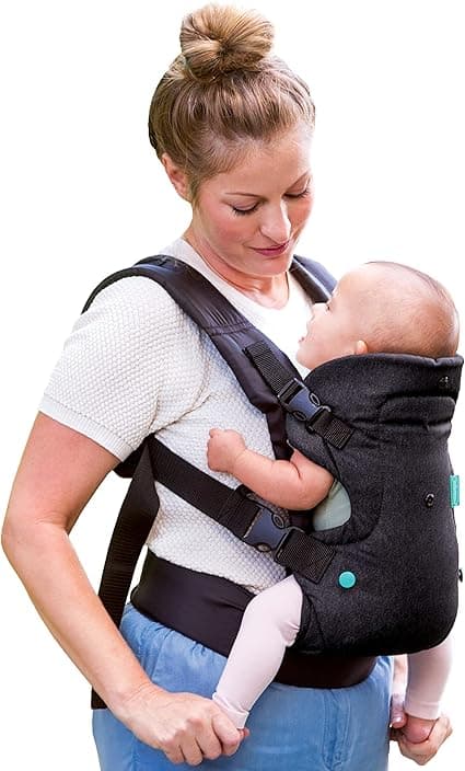 Infantino Flip Advanced 4-in-1 Baby Carrier - Ergonomic, Convertible, Face-in and Face-Out Front and Back Baby Carrier for Newborn to Toddler 8-32 lbs, Black