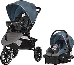 Evenflo Folio 3 Stroll and Jog Travel System with LiteMax 35 Infant Car Seat (Skyline Blue)