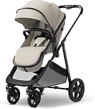 Mompush Wiz 2 in 1 Baby Stroller with Infant Pramette Mode, One Hand Fold Convertible Newborn to Toddler Stroller with Reversible Seat and Large UPF 50+ Canopy