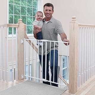 Safety 1st Top of Stairs Expanding Metal Gate, White, Adjustable Width 27"-42" Height 28" (GA090CWHOF2)