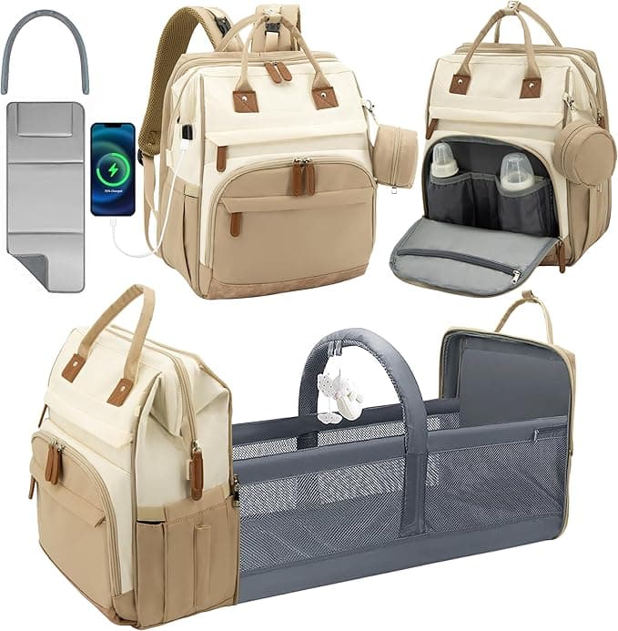 DERJUNSTAR Diaper Bag Backpack,Baby Diaper Bags, Baby Shower Gifts, with Portable Diaper Pad