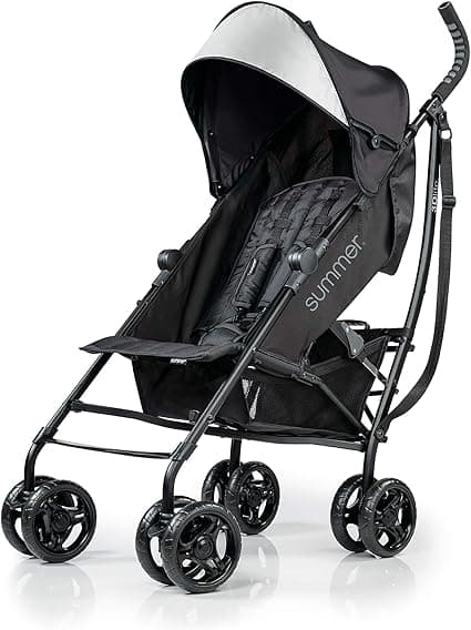 Ingenuity 3Dlite Convenience Stroller, Jet Black – Lightweight Stroller with Aluminum Frame, Large Seat Area, 4 Position Recline, Extra Large Storage Basket – Infant Stroller for Travel and More
