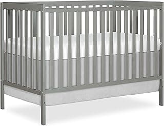 Dream On Me Synergy 5-in-1 Convertible Crib in Cool Grey, Greenguard Gold Certified, JPMA Certified, 3 Mattress Height Settings, Classic Nursery Furniture