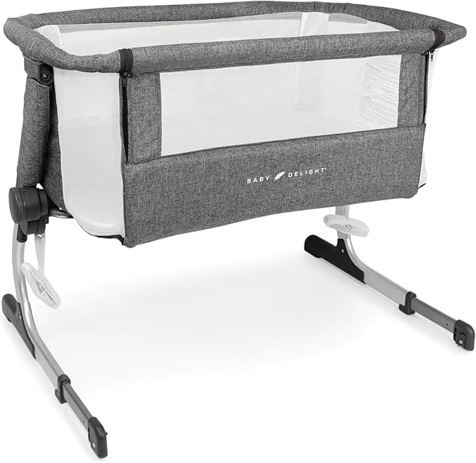 Baby Delight Beside Me Dreamer Bassinet | Bedside Sleeper & Baby Bassinet | 6-Position Height Adjustment | Charcoal Tweed