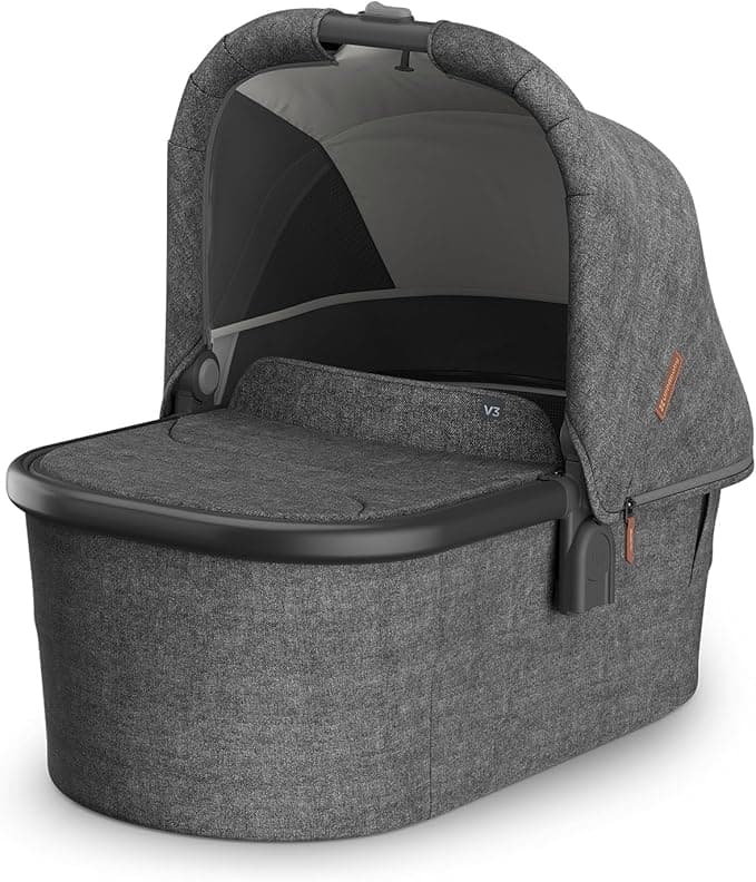 UPPAbaby Bassinet V3 - Compatible with Vista, Cruz, Ridge Strollers - Overnight Sleep Solution - Mattress, Sheet and Bug Shield Included - Greyson (Charcoal Mélange/Carbon Frame)