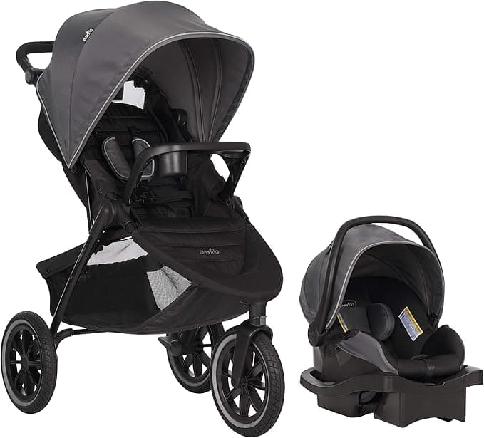 Evenflo Folio 3 Wheel Jogging Travel System Stroller + Infant Car Seat - Avenue Grey
