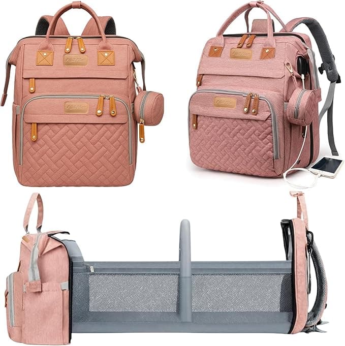 Baby Diaper Bags with Changing Station, Waterproof Diaper Bag Backpack for Moms Dads with USB Charging Port, Baby