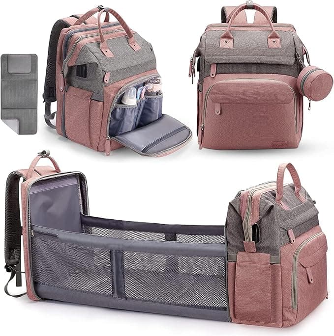 DERJUNSTAR Diaper Bag Backpack,Baby Diaper Bags, Baby Shower Gifts, with Portable Diaper Pad