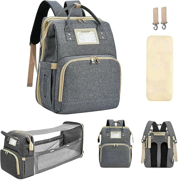 Diaper Bag Backpack with Changing Station,Large Baby Diaper Bag,Travel Diaper Backpack with Foldable Pad & USB Port