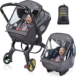 Universal Car Seat Rain Cover, Weather Shield for Infant Car Seat with Storage Bag, Side Ventilation & Handle Opening, Provides Extra Protect for Your Baby Travel, Dark Grey