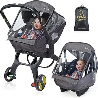 Universal Car Seat Rain Cover, Weather Shield for Infant Car Seat with Storage Bag, Side Ventilation & Handle Opening, Provides Extra Protect for Your Baby Travel, Dark Grey