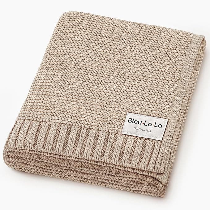 Luxury Organic Cotton Lightweight Knit Baby Blanket (05 - Heritage - Oatmeal)