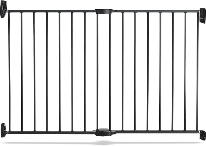 Munchkin Push to Close Baby Gate, Hardware Mounted Safety Gate for Stairs, Hallways and Doors, Extends 28.5 inch to 45 inch Wide, Metal, Dark Grey