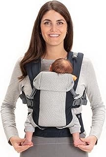 Beco Gemini Baby Carriers from Newborn to Toddler - Certified Ergonomic Newborn Baby Carrier for Infants and Children of 7-35 lbs - Porte Bébé M Shape, Adjustable Seat, Breathable 3D Mesh (Cool Navy)