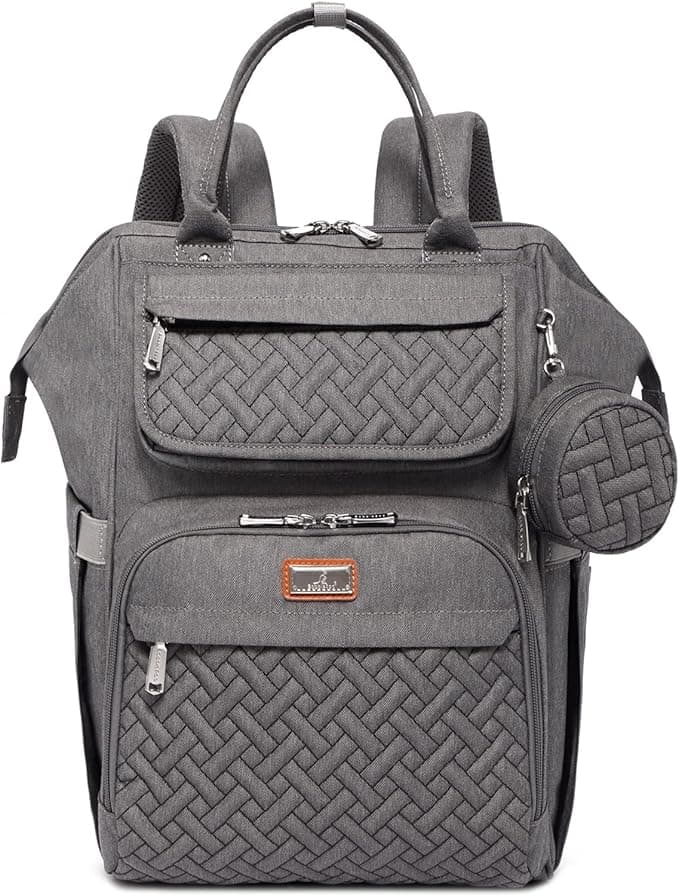 BabbleRoo Diaper Bag Backpack, Multifunction Nappy Changing Bag with Changing Pad, Stroller Straps & Pacifier Case