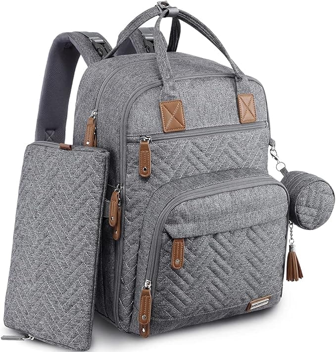 Diaper Bag Backpack, iniuniu Large Baby Bags with Diaper Pouch, Washable Changing Pad, Pacifier Case and Stroller Straps