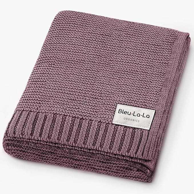 Luxury Organic Cotton Lightweight Knit Baby Blanket (04 - Heritage - Plum)