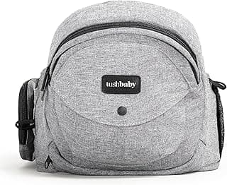 Tushbaby Safety-Certified Hip Carrier for Babies & Toddlers: Machine Washable Child Waist Seat for One Hand Support with Multi-Pocket Storage (23”-44” Waist, Holds Kids 0-3 yrs up to 45lbs) – Grey