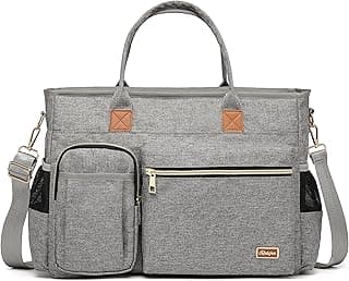 Diaper Bag Tote, Rabjen Large Travel Multifunction Baby Bag with Insulated Pockets Padded Sleeve for up to 15.6’’ Laptop