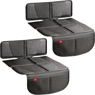 Helteko Car Seat Protector - 2 Pack Seat Mat for Under Child Booster Carseat, Seat Cover Protector from Waterproof & Stain Resistant Thickest Padding Material for Leather and Fabric Seats, Black