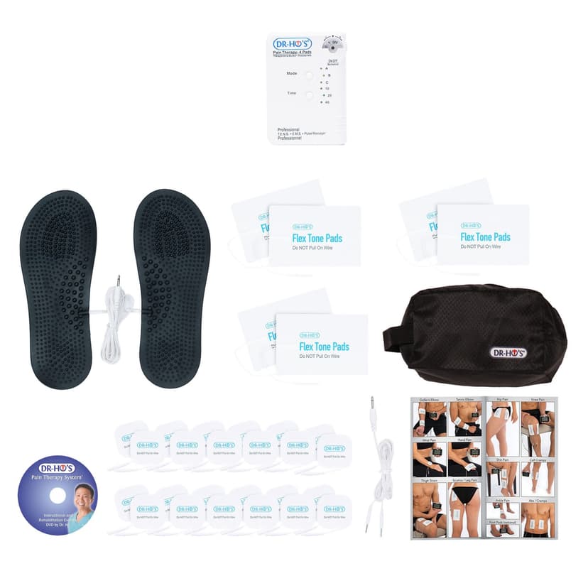 DR-HO'S Pain Therapy System 4-Pad - Deluxe Package - includes The Pain Therapy System 4-Pad, 24 Regular Body Pads, 6 Large Body Pads, Travel Foot Therapy Pads, Travel Bag, Instructional DVD & Manual