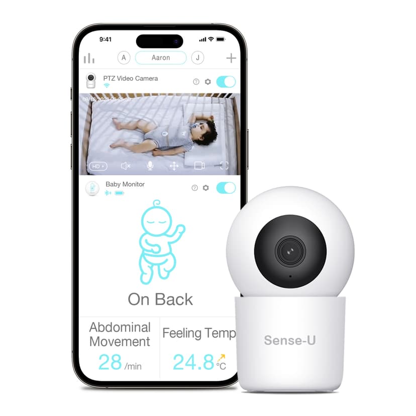 Sense-U Video Baby Monitor with Remote PTZ Camera, 2-Way Talk, Night Vision, Background Audio, Motion Detection & No Monthly Fee (Compatible with Sense-U Baby Breathing Monitor)