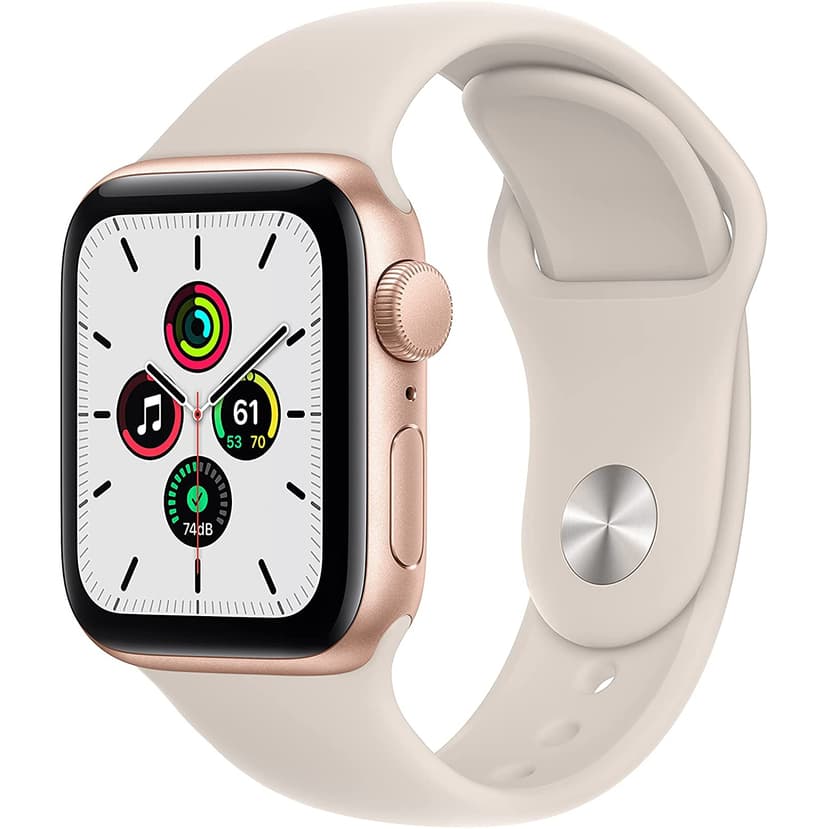 Apple Watch SE (Gen 1) [GPS 40mm] Smart watch w/Gold Aluminium Case with Starlight Sport Band. Fitness & Activity Tracker, Heart Rate Monitor, Retina Display, Water Resistant