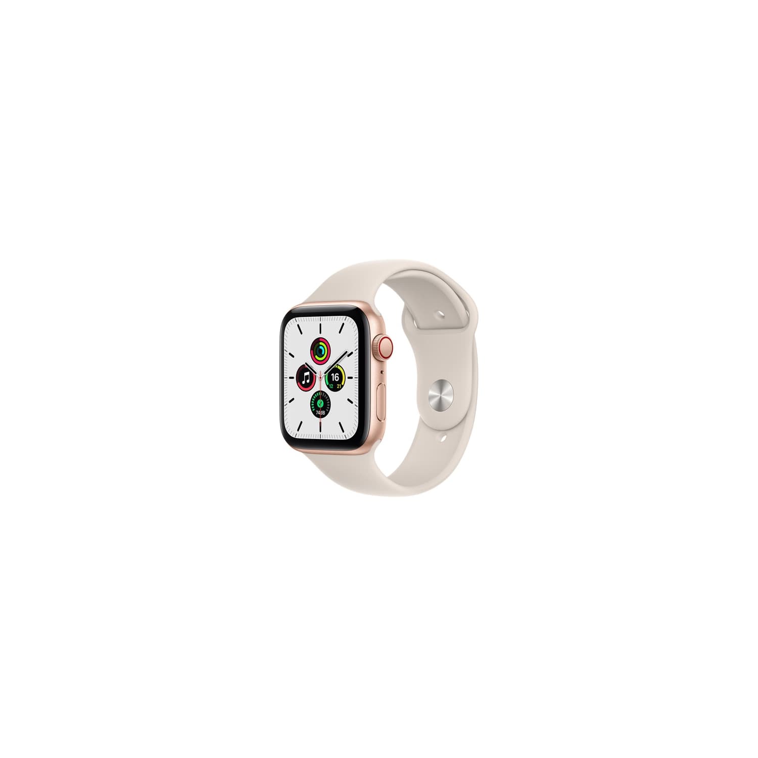 Refurbished (Good) - Apple Watch SE (GPS + Cellular) 44mm Gold Aluminum Case with Starlight Sport Band (2021)