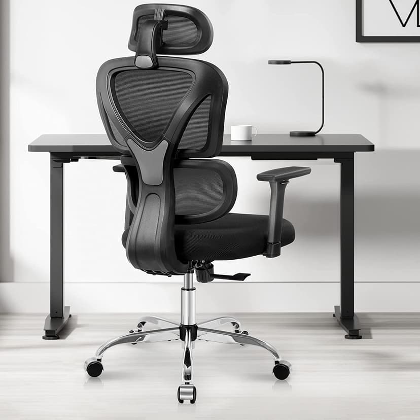 CoolHut Office Chair - High Back Adjustable Height Home Gaming Chair with 3D Armrests - Black - S