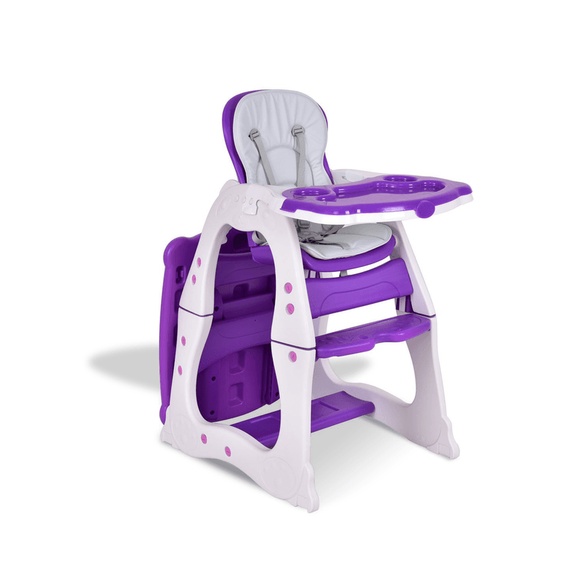 3 in 1 Convertible Play Table Seat Baby High Chair-Purple
