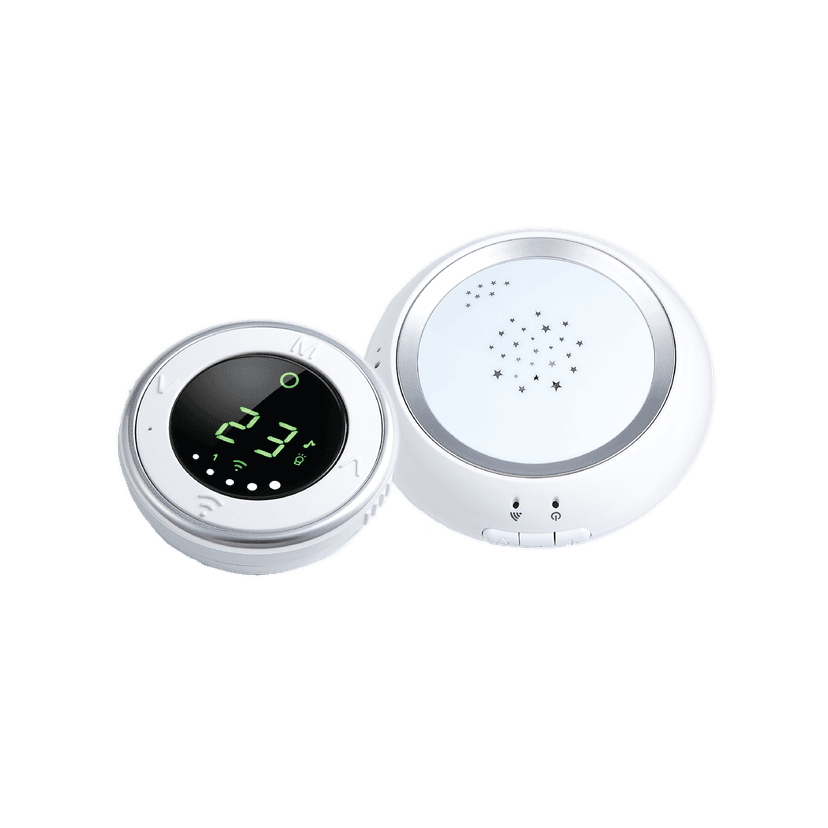 Bebcare Hear - Audio Low EMF Emissions Baby Monitor with Ultra-Low Radiation Safe Technology, Breathing Sensor, Night Light and White Noise Silencer for Reception up to 2000 feet