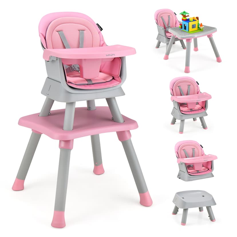 Costway 6-in-1 Baby High Chair Convertible Dining Booster Seat with Removable Tray