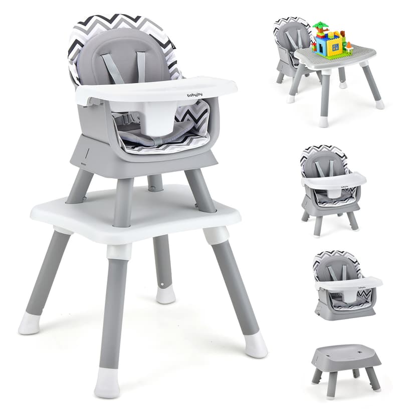 Costway 6-in-1 Baby High Chair Convertible Dining Booster Seat with Removable Tray