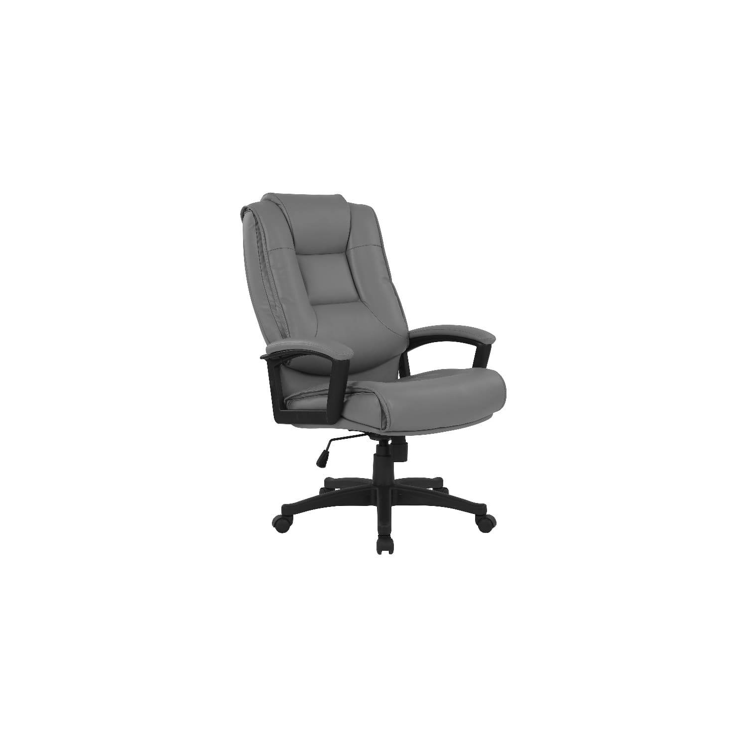 High Back Charcoal Bonded Leather Chair with Padded Loop Arms