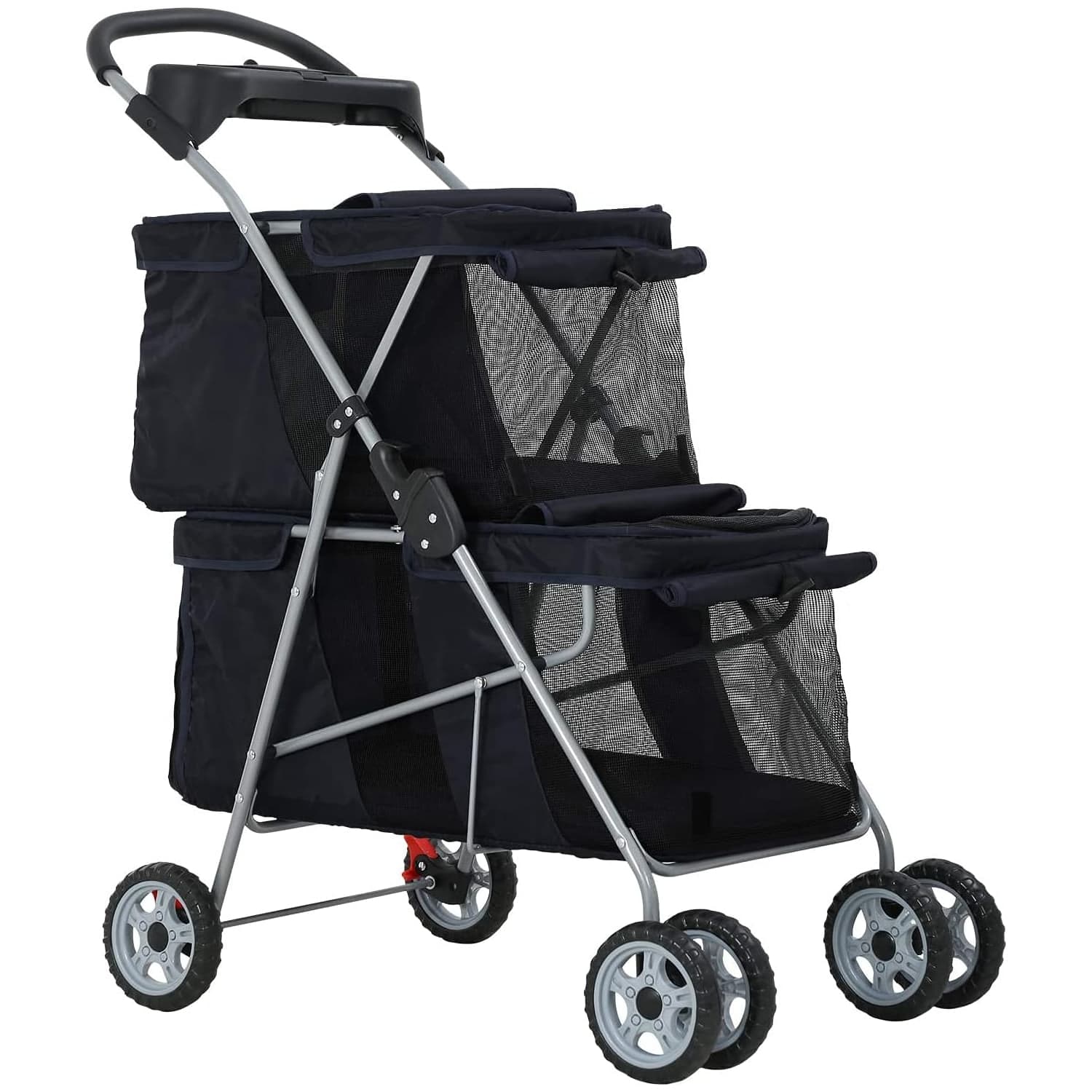 Dog Stroller Cat Stroller Pet Carriers Bag Jogger Stroller for Small Medium Dogs Cats Travel Camping 4 Wheels Lightweight Waterproof Folding Crate Stroller with Soft Pad