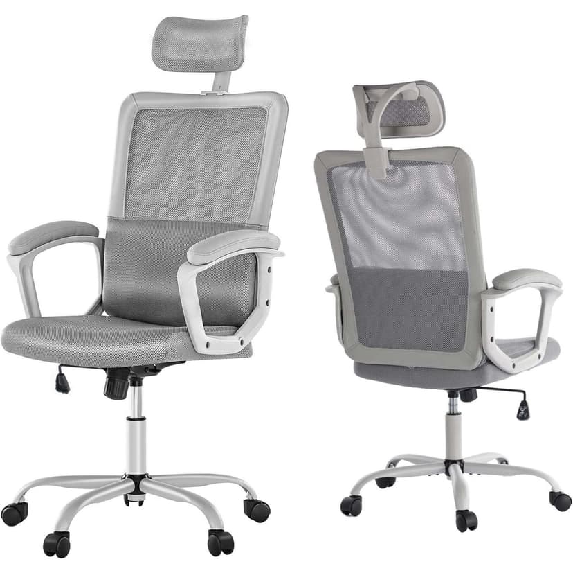 Ergonomic Office Chair with Adjutable Headrest and Lumbar Support, Height Adjustable Task Chair High Back Computer Chair Executive Desk Chair with Reclining Backrest