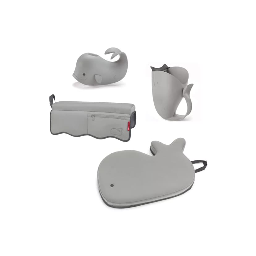 Skip Hop Moby Baby Bath Set with Four Bathtime Essentials - Gray - 4pk