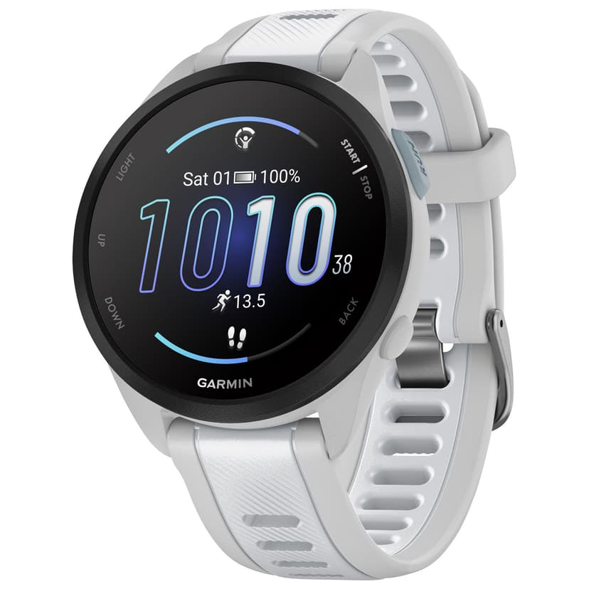Garmin Forerunner 165 AMOLED 45mm Bluetooth GPS Running Smartwatch - Mist Grey/Whitestone