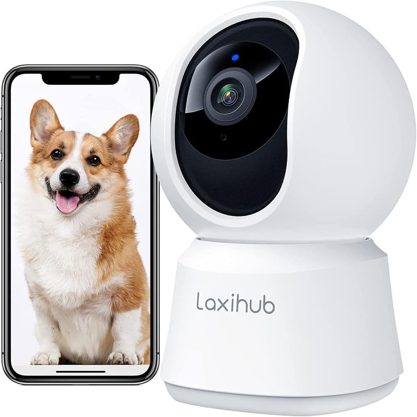 LAXIHUB 360° View 2K Pet Camera with Phone App, Indoor Security Camera, P2T Baby Monitor, Pan/Tilt, Motion & Sound Detection