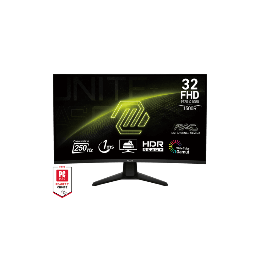 MSI 32" 1920 x 1080 (FHD) 250Hz 1ms (MPRT) / 4ms (GTG) 1500R Curved VA Gaming Monitor Tilt adjustable (MAG 32C6X)