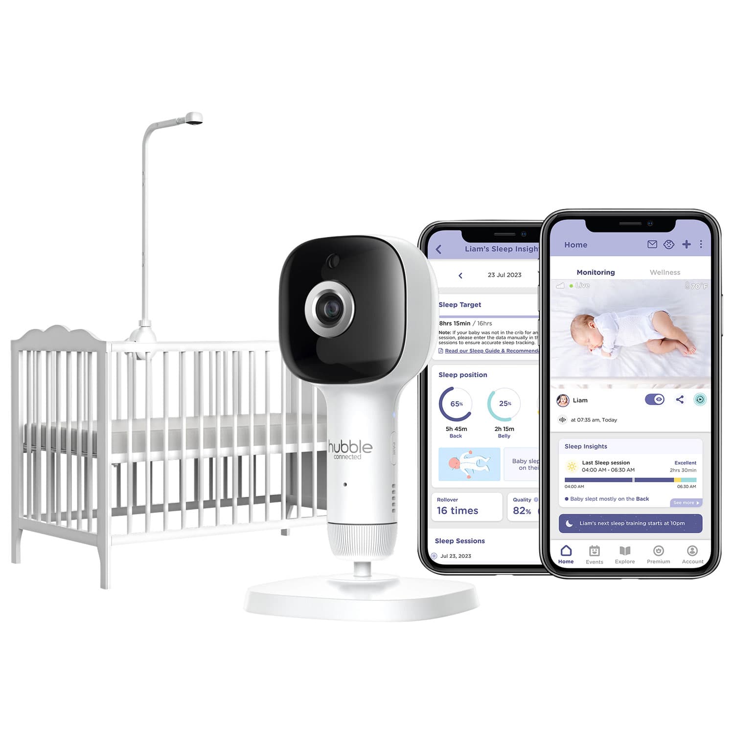 Hubble Connected SkyVision AI Smart Baby Monitor w/ Sleep Tracking, Night Vision & Pan/Tilt (HCTNSKYAI)