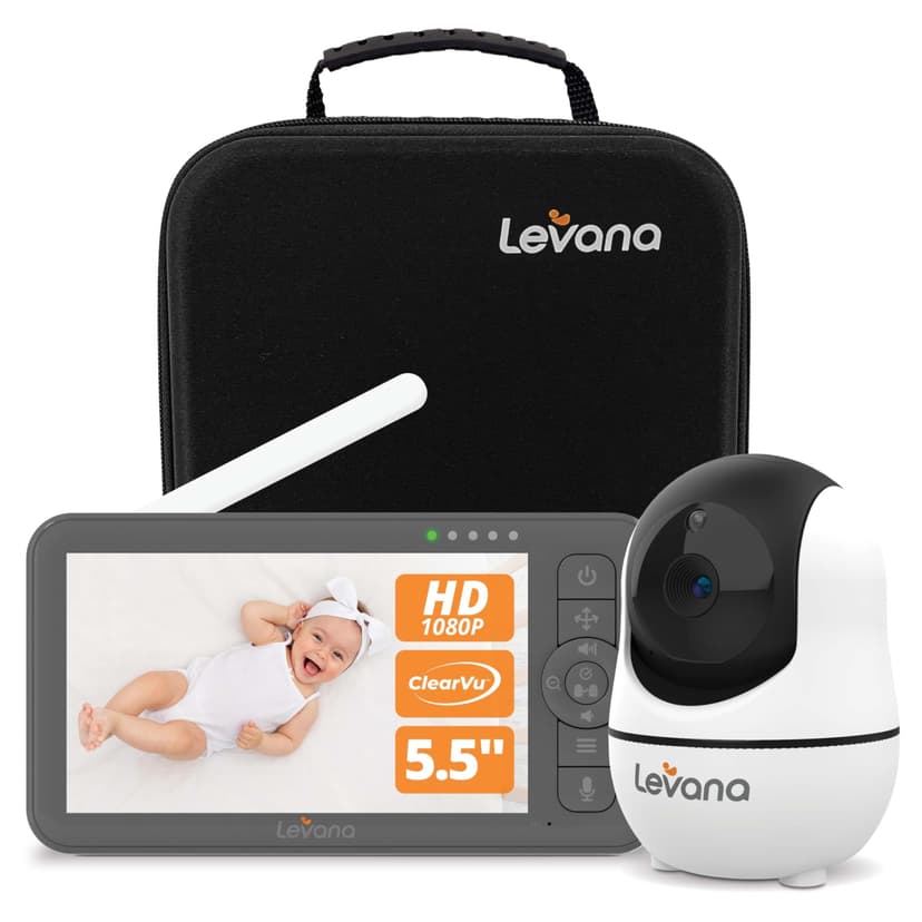Levana Nala Video Baby Monitor No WiFi, 1080P PTZ Camera, 5.5”1080P Monitor, Night Vision, 1000ft Range, 5000mAH Battery, Carrying Case, 2 Year Warranty