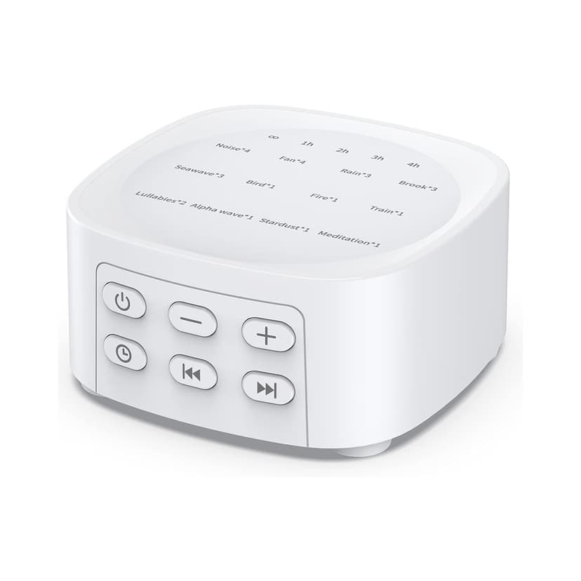 Sound Machines with 25 Soothing Sounds 36 Volume Levels 5 Timers Portable Memory Function Sleep White Noise Machine for Home Office, White