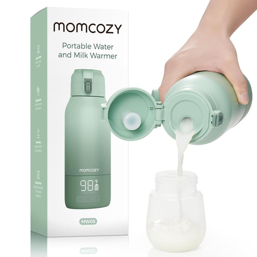 Momcozy Portable Milk Warmer for Travel – Dual Heating Modes for Breast Milk & Water, Portable Bottle Warmer with Fast Heating & Long Battery Life, 17 Ounces Large Capacity