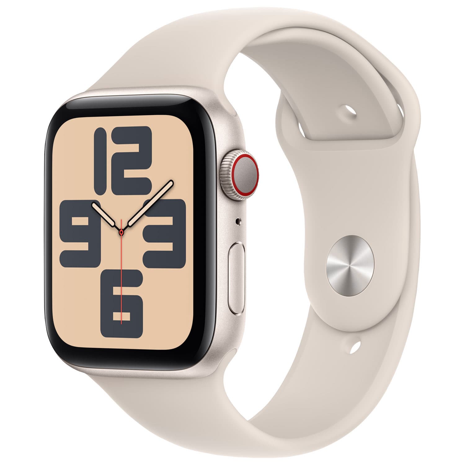 Koodo Apple Watch SE (GPS + Cellular) 44mm Starlight Aluminum Case with Starlight Sport Band - Medium / Large - Monthly Tab Payment