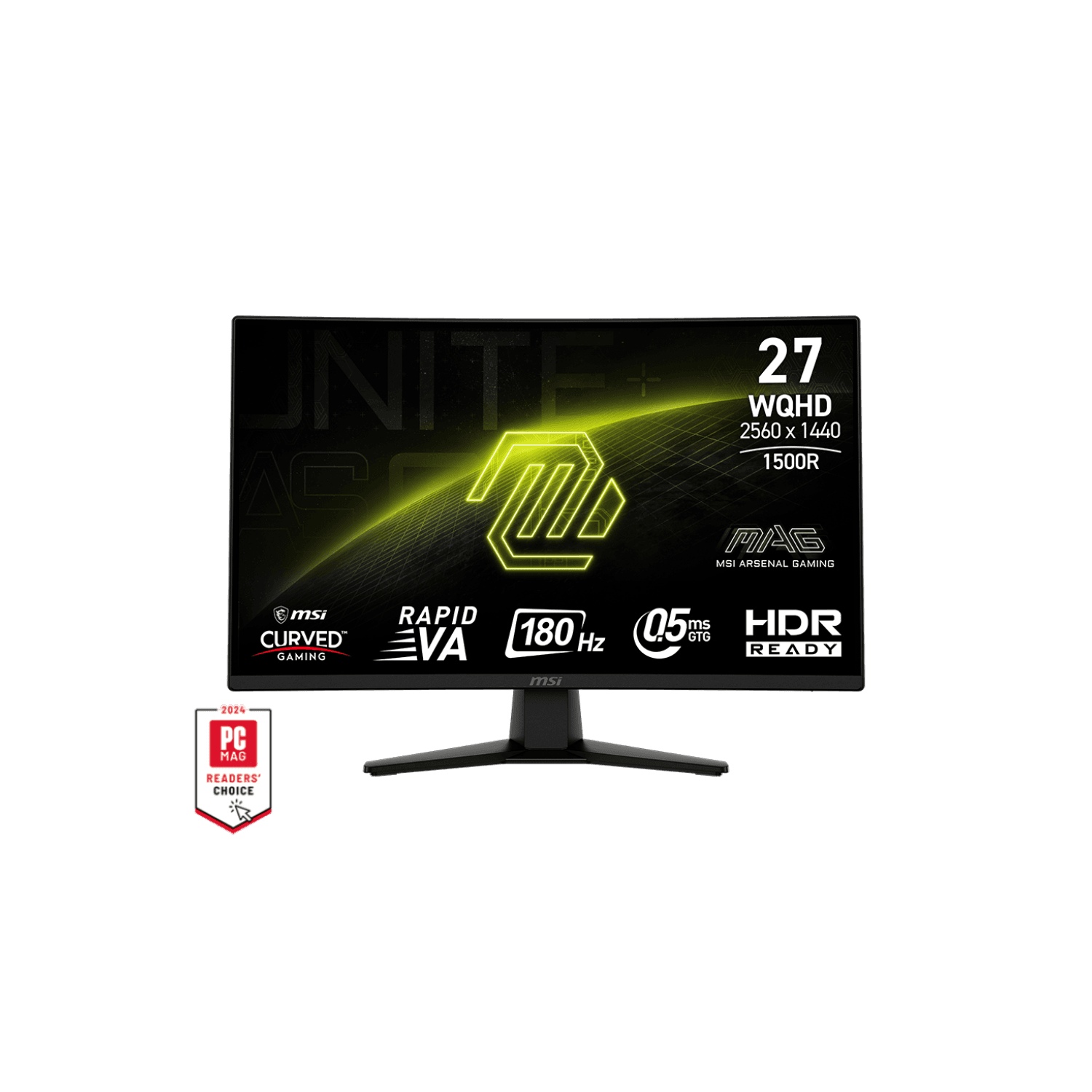 MSI 27" 2560 x 1440 (QHD) 180Hz 0.5ms (GTG) Curved 1500R Rapid VA Gaming Monitor Tilt adjustable (MAG 274CQF)