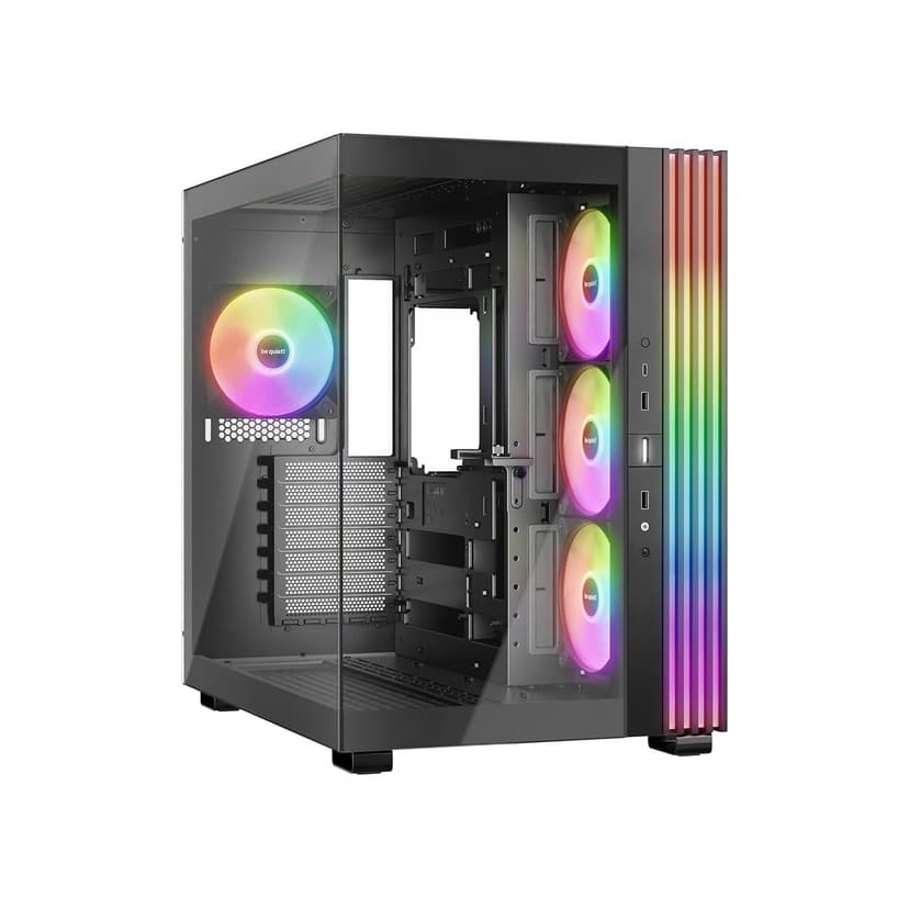 be quiet! Light Base 600 LX Black PC Case, Stunning Panoramic View, Show Case, Dual Chamber Design, Solid ARGB LED Strip, 4 Light Wings LX PWM Fans, Inverted and Horizontal Usable